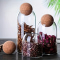 3pcs Glass Storage Container With Spherical Cork Stopper