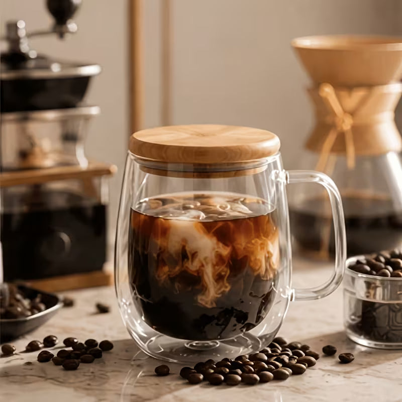 Double-Wall Glass Coffee & Tea Mugs with High Borosilicate Construction (Set of 4)