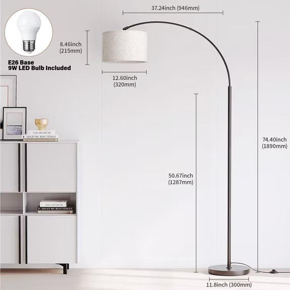 Luxe Modern Black Arc Floor Lamp