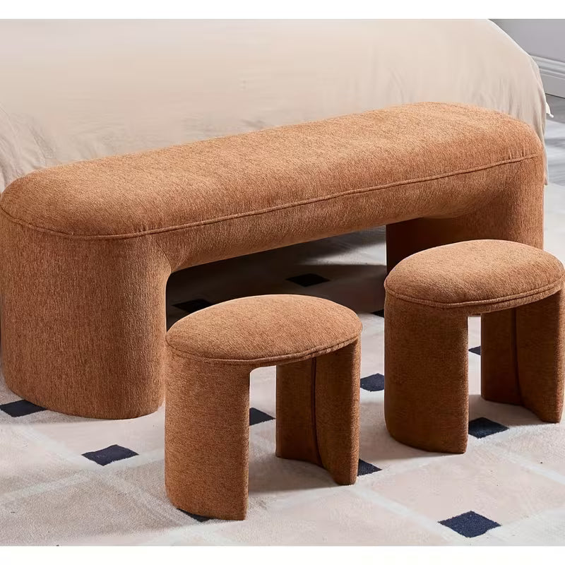 Luxury Indoor Bedroom Bench with Stools (3 pcs set)