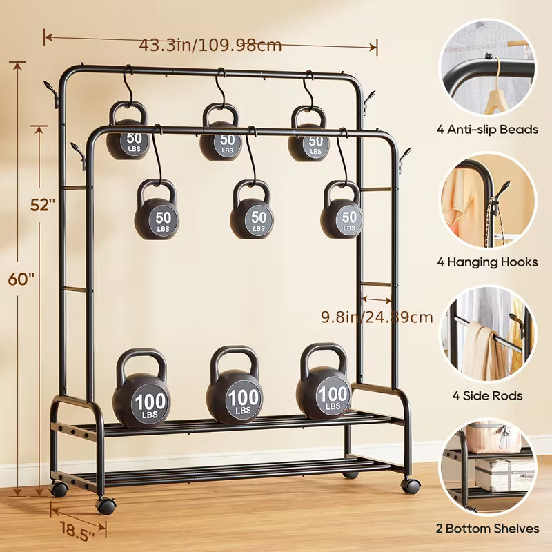 Metal Double Rodding Clothes Rack
