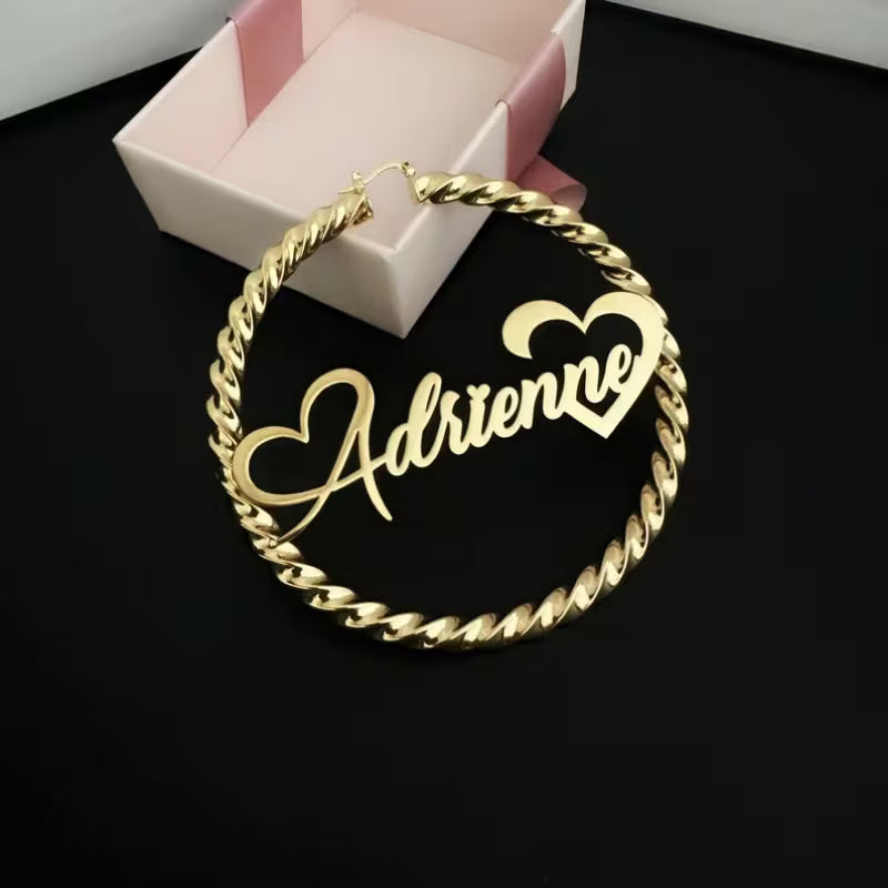 Letter Hoops with Heart Earrings