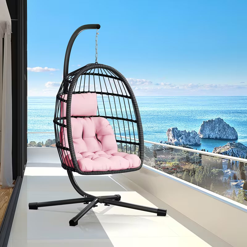 Egg Chair with Stand, Rattan Wicker Hanging Swing Hammock