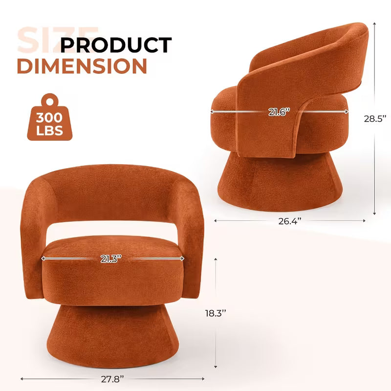 360 Swivel Barrel Velvet Accent Chair
