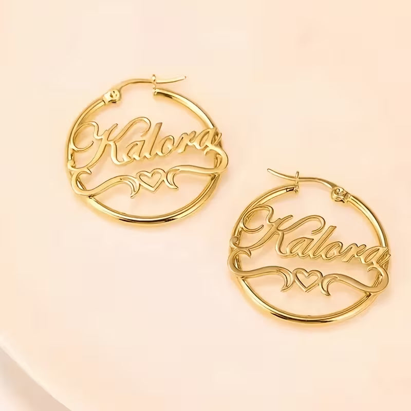 Elegant Heart Name Earrings