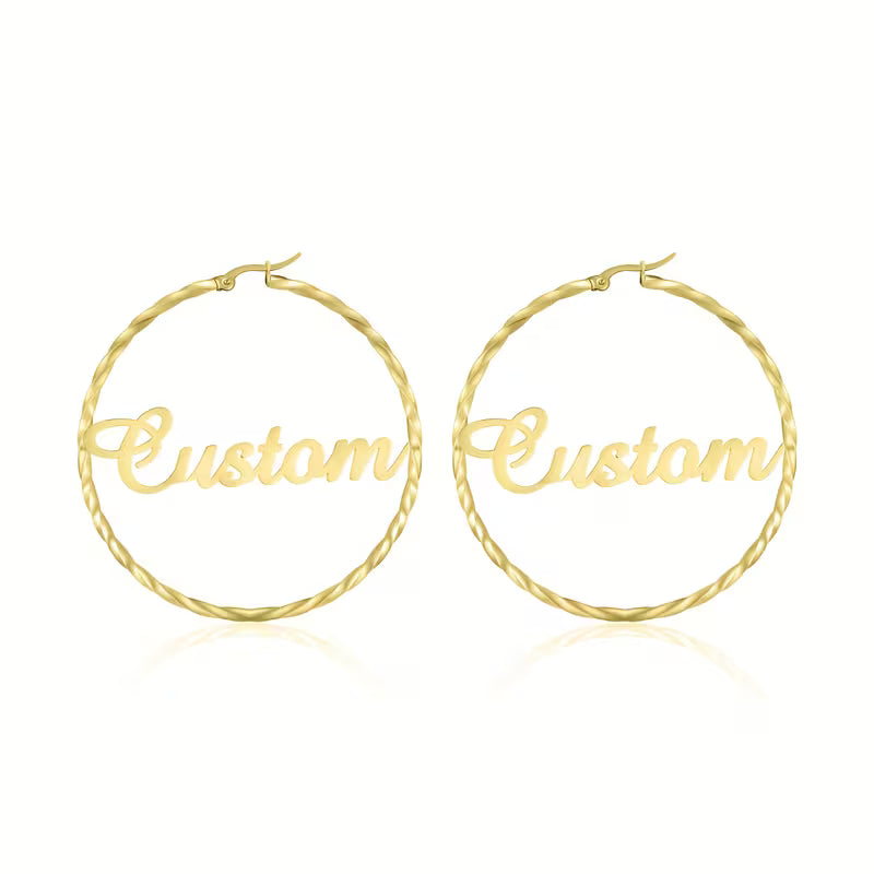 Letter Hoops with Heart Earrings
