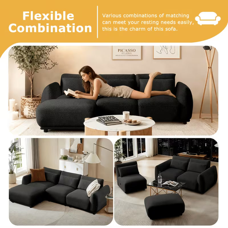 Sectional Sofa Couch, Convertible Modular L Shaped with Removable Ottoman