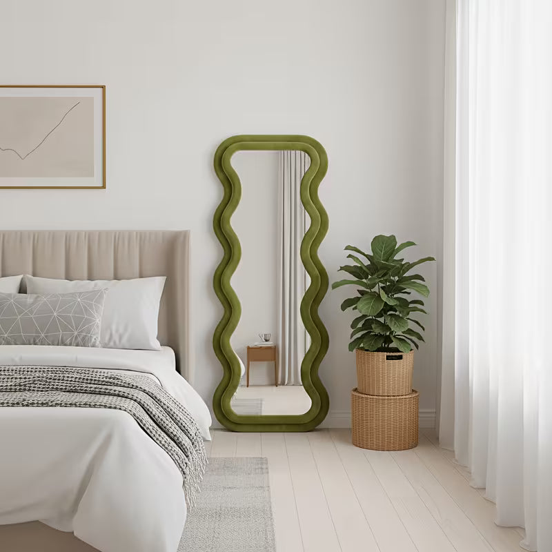 Irregular Fabric Wrapped Mirror