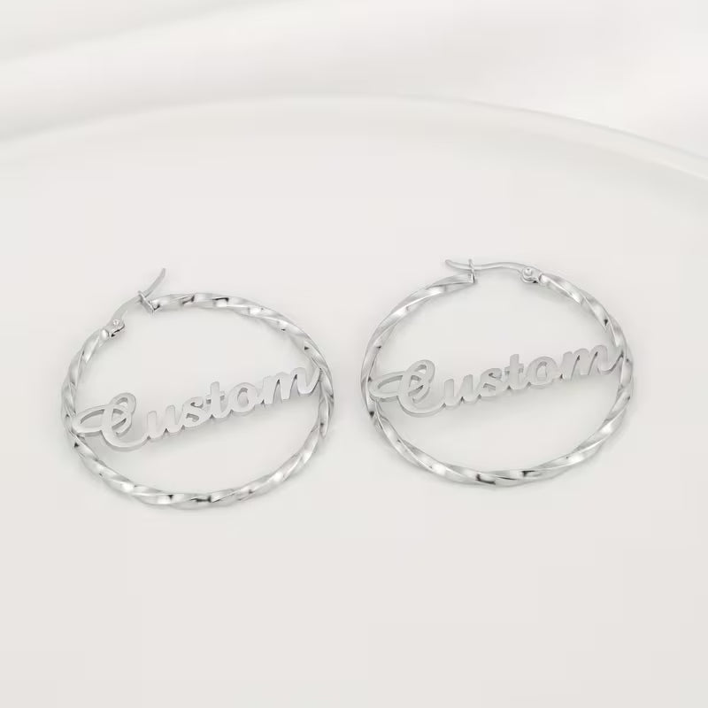 Letter Hoops with Heart Earrings