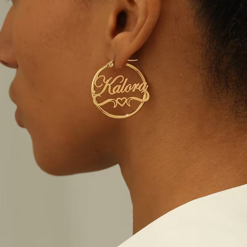 Elegant Heart Name Earrings