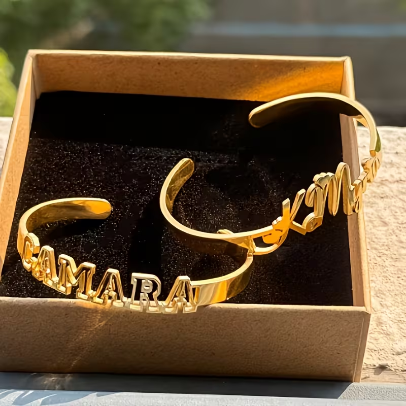 Open Cuff Bracelet with Custom Name