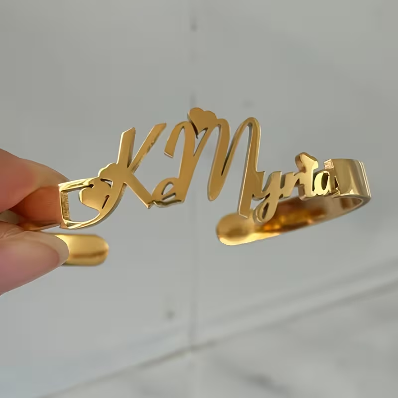 Open Cuff Bracelet with Custom Name