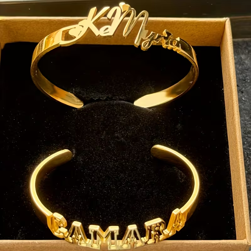 Open Cuff Bracelet with Custom Name