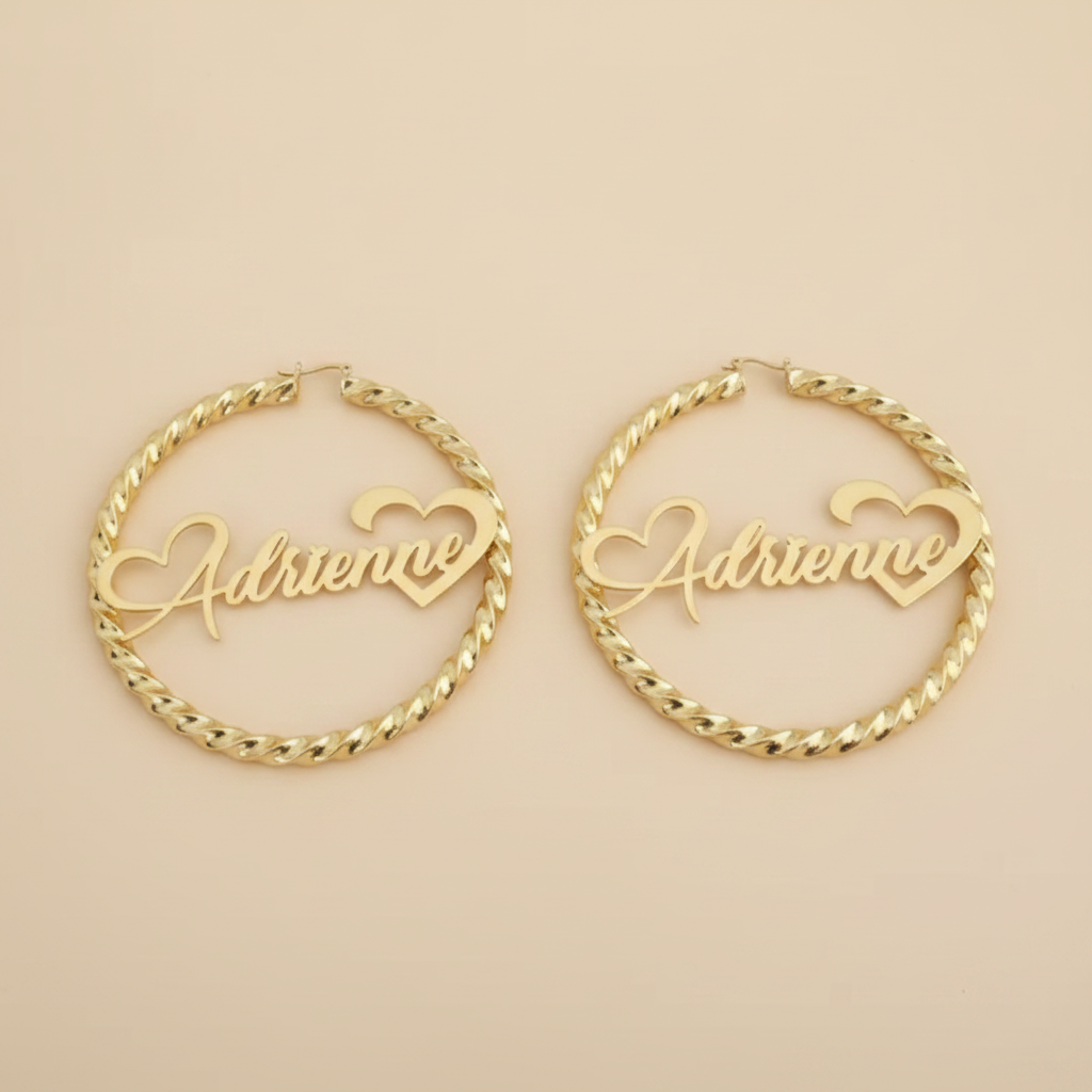 Letter Hoops with Heart Earrings