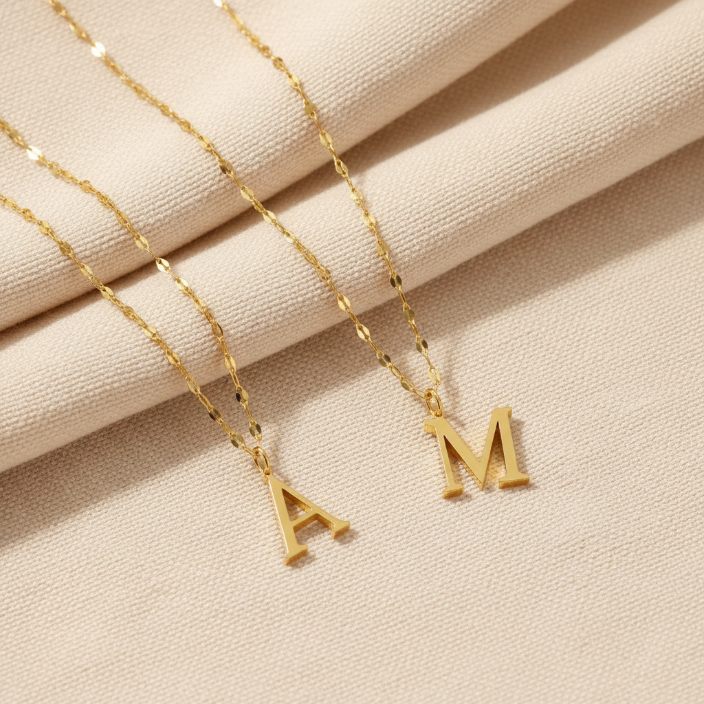 18K Golden-plated Necklace with 26 Letters A-Z Pendant