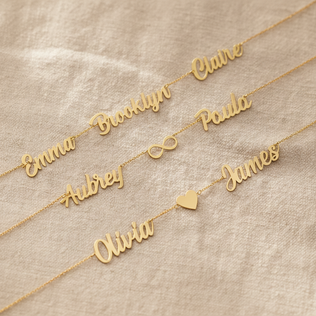 18K Gold Plated Multi-Name Heart/Infinity Necklace (2 Names)