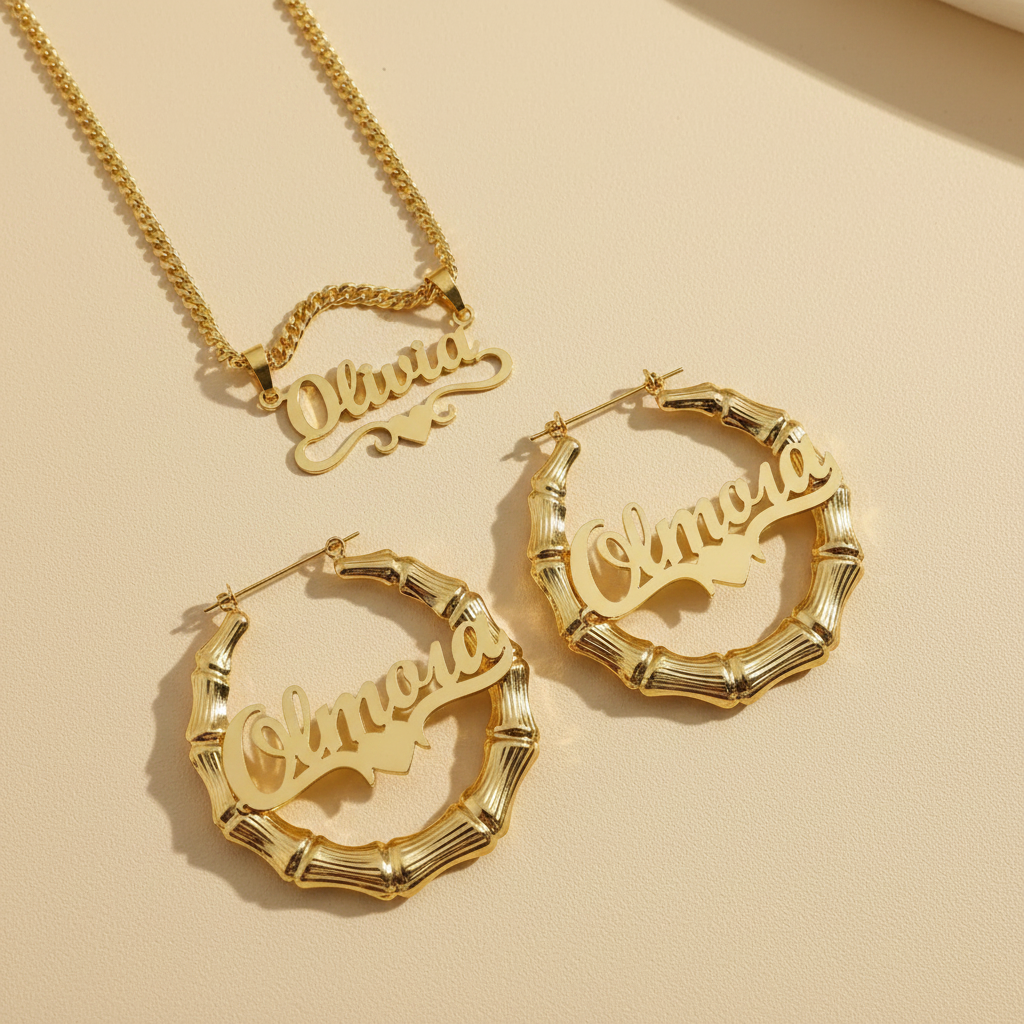 18K Gold Plated Necklace & Earring Set