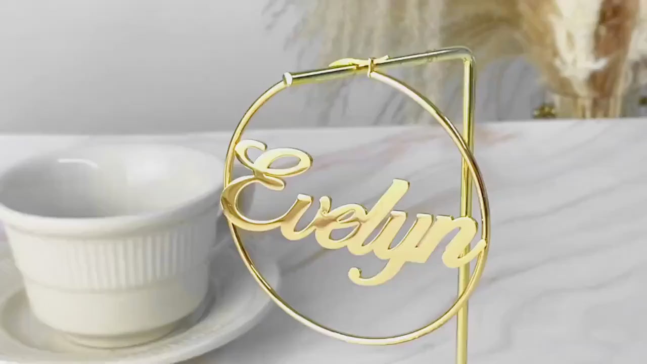 Large Name Ring Earrings