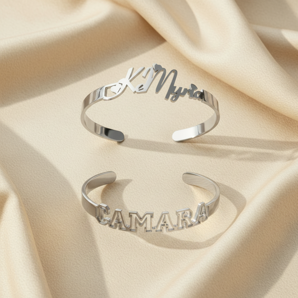 Open Cuff Bracelet with Custom Name