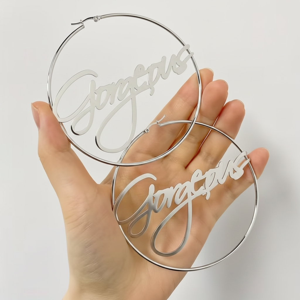 Large Name Ring Earrings
