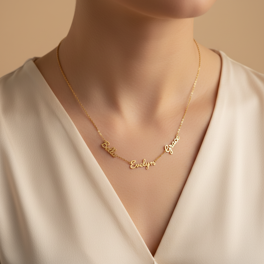 3-layer Gold Plated Multi-Name Necklace