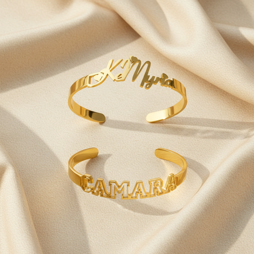 Open Cuff Bracelet with Custom Name